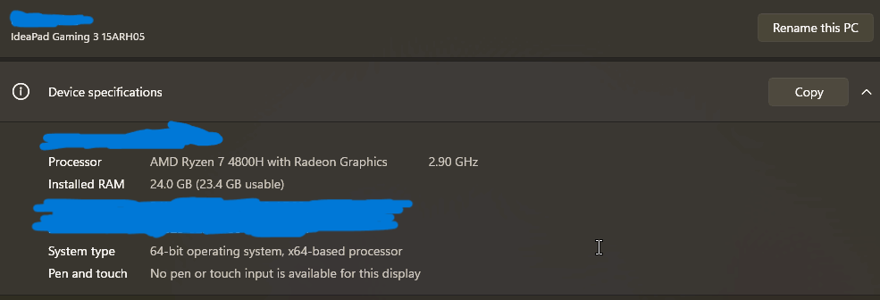 my specs my laptop specs